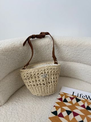 Bolso cesta tejido rafia bandolera