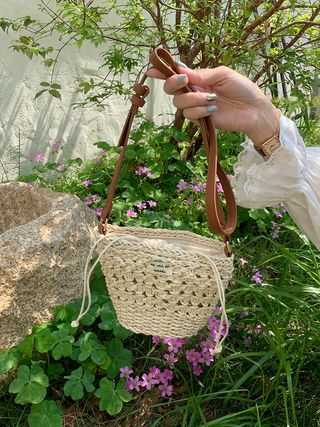 Bolso cesta tejido rafia bandolera