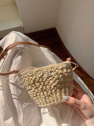 Bolso cesta tejido rafia bandolera