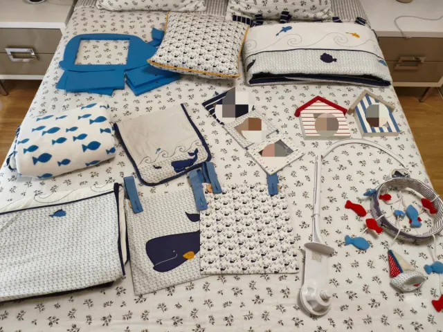 Juego Cuna Infantil Decoración Ballenas Peces