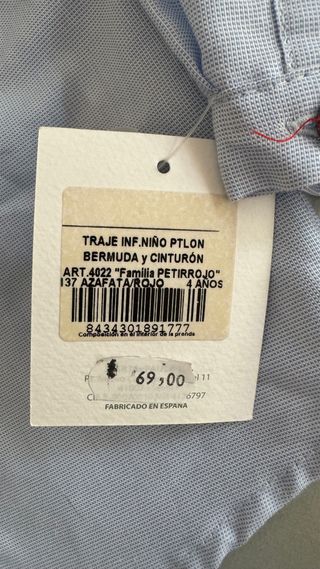 Conjunto de niño: camisa y pantalón corto. Talla 4