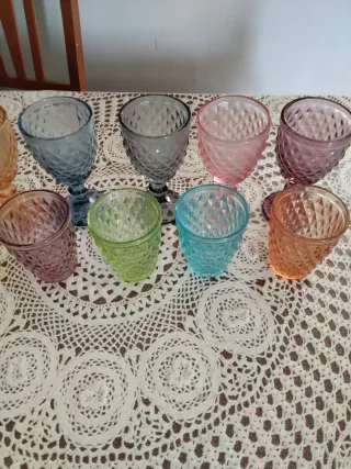 Set 12 Bicchieri Vetro Colorati