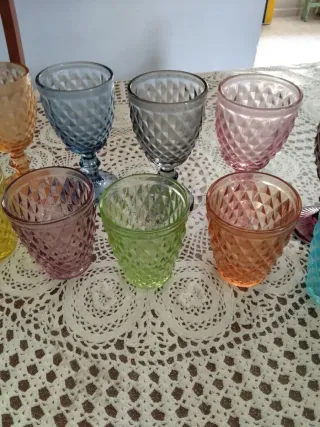 Set 12 Calici e Bicchieri Vetro Colorati