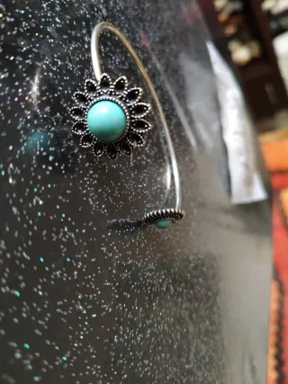 Bracciale rigido argento e turchese regolabile