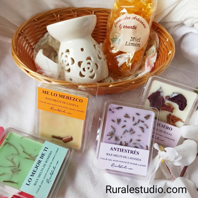 Cesta Wax Melts de Soja y Quemador