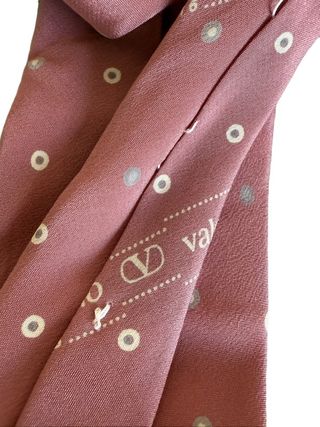 Valentino Cravatta Rosa 100 % Seta Fantasia Pois
