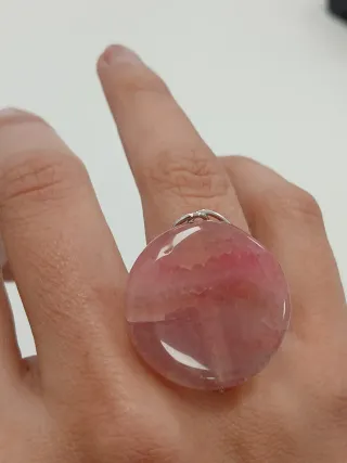 Anel Pedra Natural Ágata Rosa