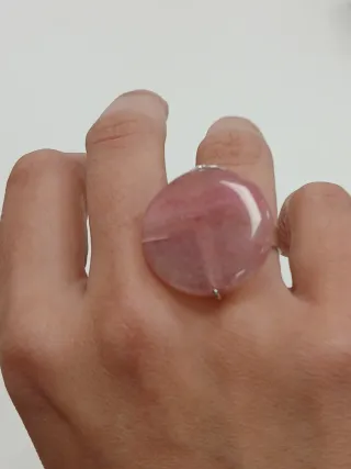 Anel Pedra Natural Ágata Rosa