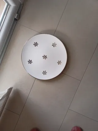 Piatto Natale Fiocchi Neve argento  Bianco