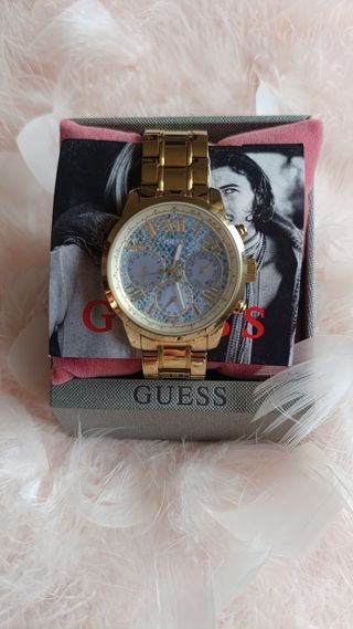 Reloj Guess. Dorado. Leopardo Azul