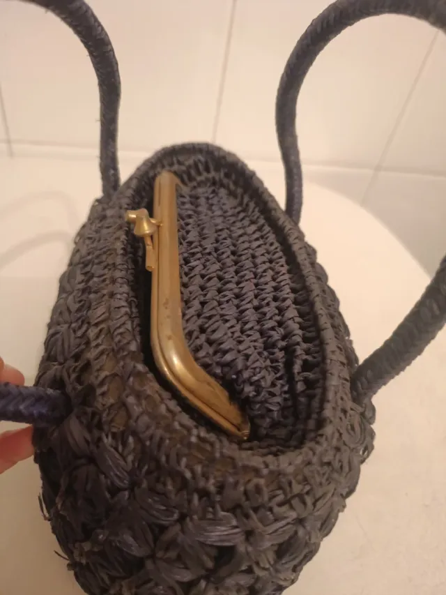 Bolso de mano rafia azul