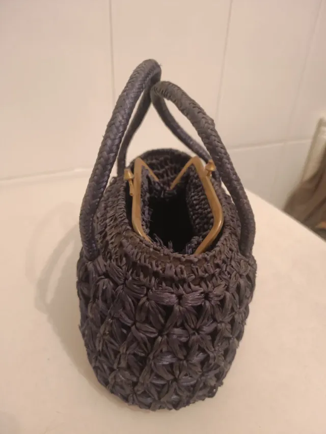 Bolso de mano rafia azul