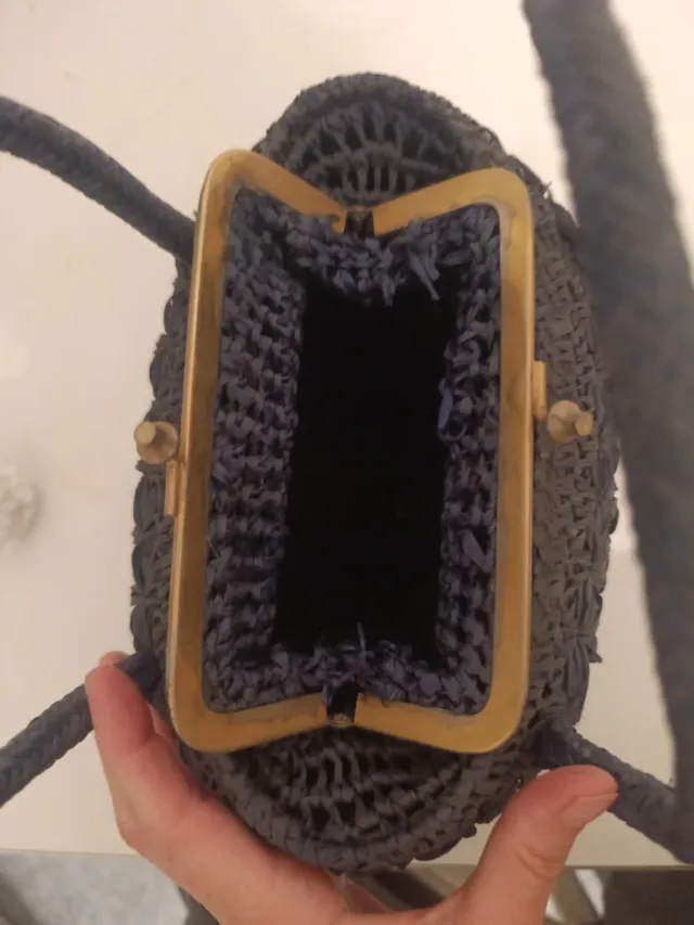 Bolso de mano rafia azul