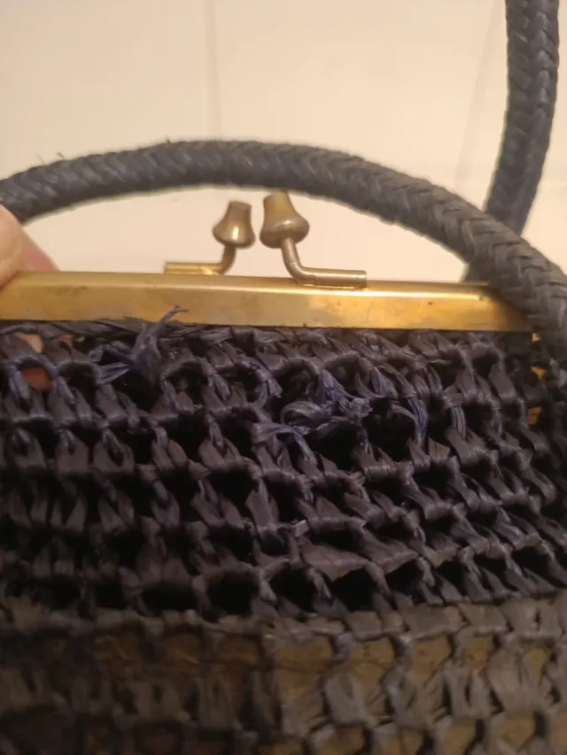 Bolso de mano rafia azul