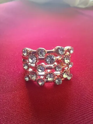 Anillo baño oro rosa con circonitas. Talla 17