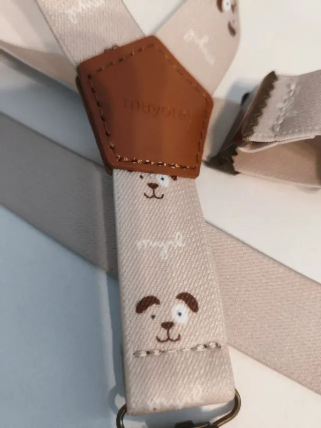 Tirantes bebé beige con perros