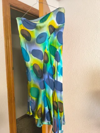 Falda larga gasa y raso multicolor