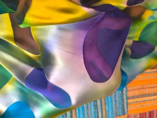 Falda larga gasa y raso multicolor