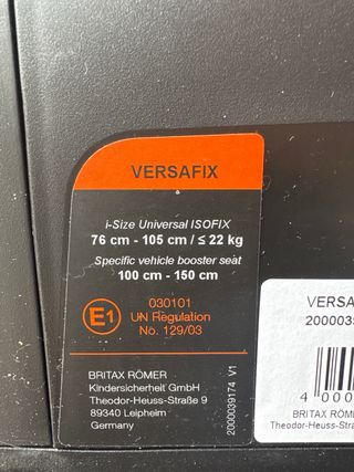 Silla coche Britax Römer Versafix Br Space