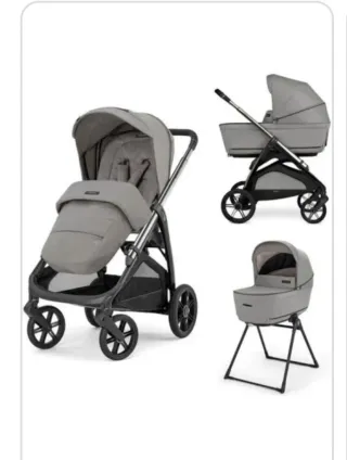 Carrito de bebé, capazo gris, sillita coche