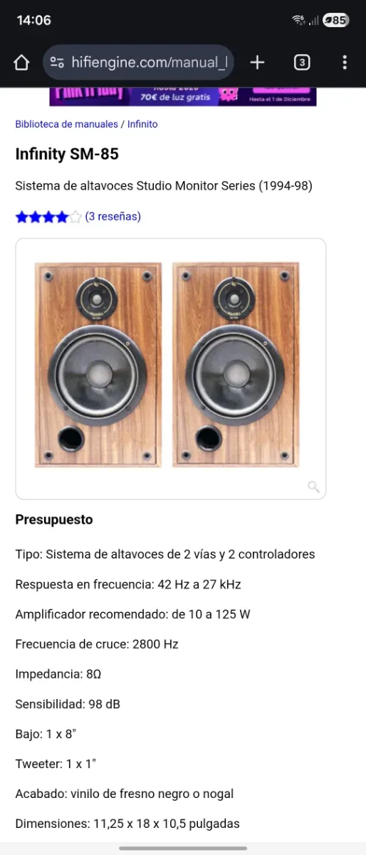 Altavoces Infinity SM-85