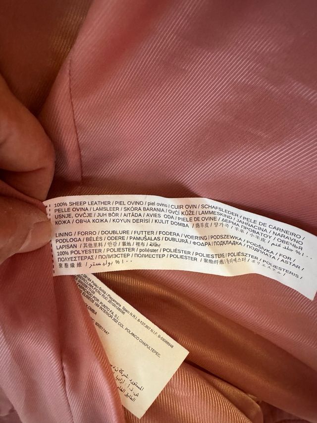 Cazadora Mango Rosa Talla l color rosa palo piel