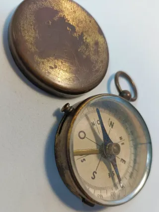 FUNCIONA Brújula antigua de latón original vintage