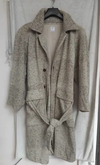 Cappotto Seventy Beige/Grigio lungo