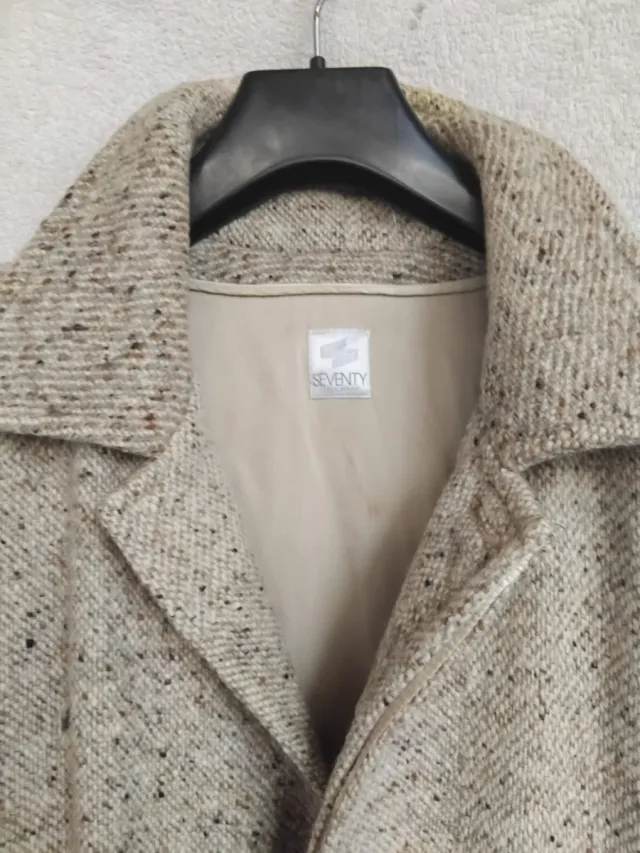 Cappotto Seventy Beige/Grigio lungo