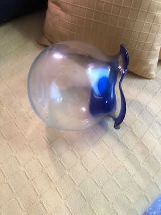 Pecera de cristal con boca azul