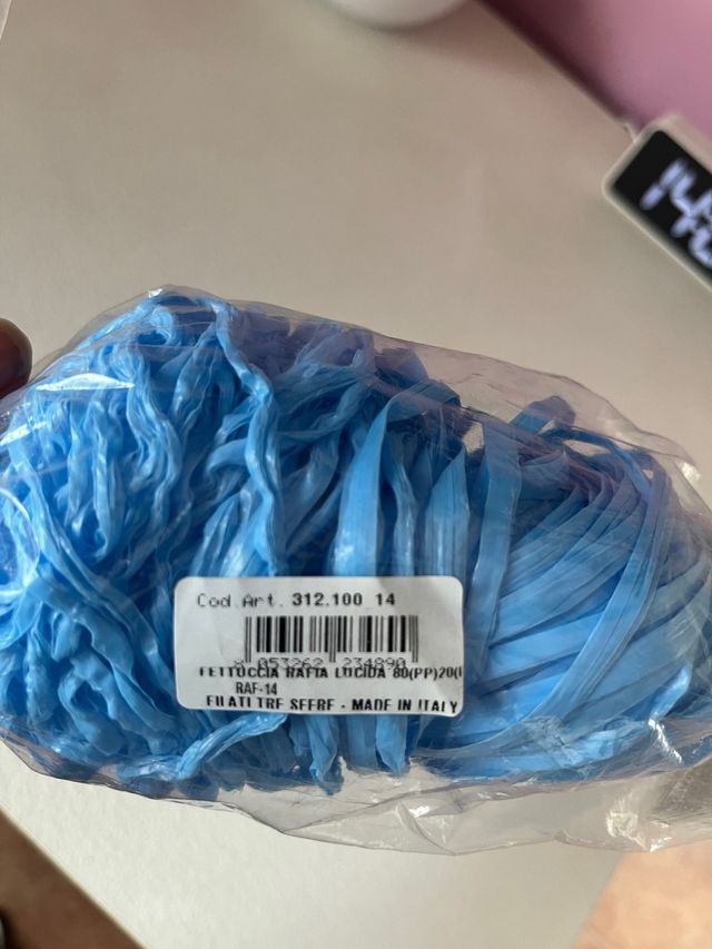 Fettuccia rafia sintetica lucida azzurra