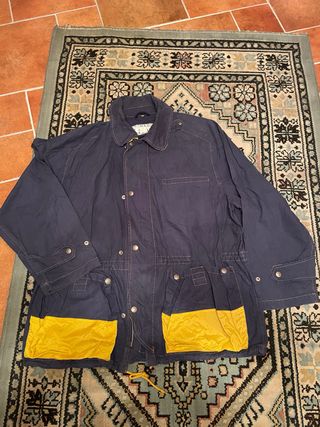 Giacca Converse stile vintage blu e gialla