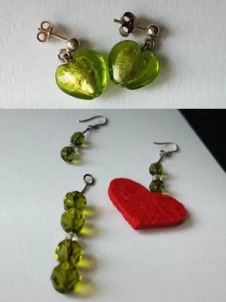Lote conjunto pendientes ,colgante y otros corazón