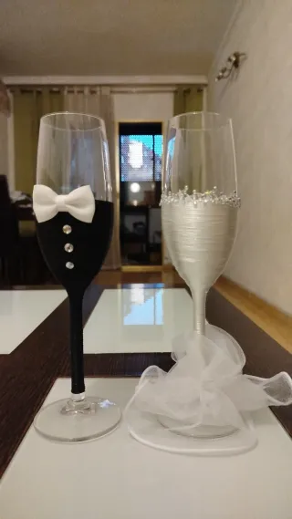 Copas de Novios Cristal Decoradas