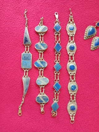 Lote Pulsera y Pendientes Lápiz Azul