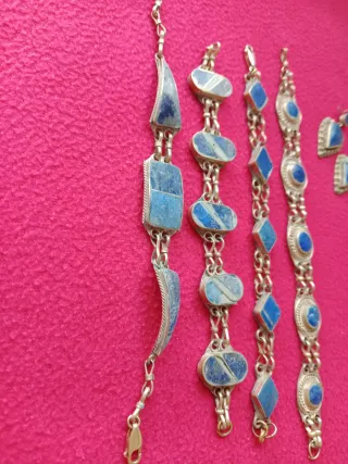 Lote Pulsera y Pendientes Lápiz Azul