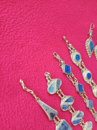Lote Pulsera y Pendientes Lápiz Azul
