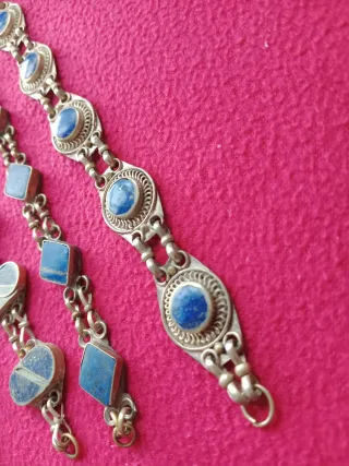 Lote Pulsera y Pendientes Lápiz Azul
