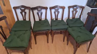 6 Sillas de Comedor Madera y Tela