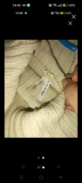 Vestido lana corto beige/blanco Talla única