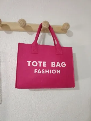 Bolso Tote Bag Fashion Rosa con asa larga negra