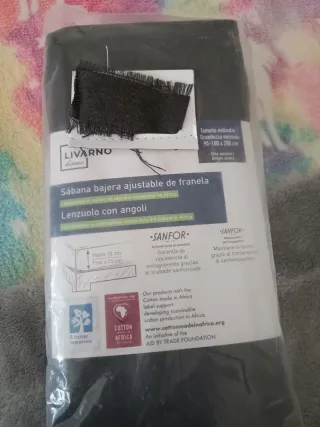 Sábana bajera ajustable franela negra