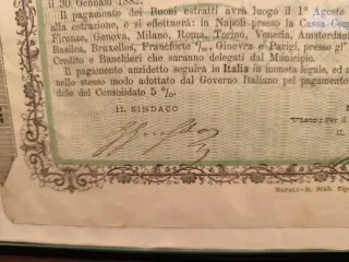Cuadro Bono Título Deuda Histórico Nápoles 1880