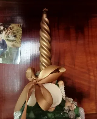 Portacandele artigianale con conchiglie