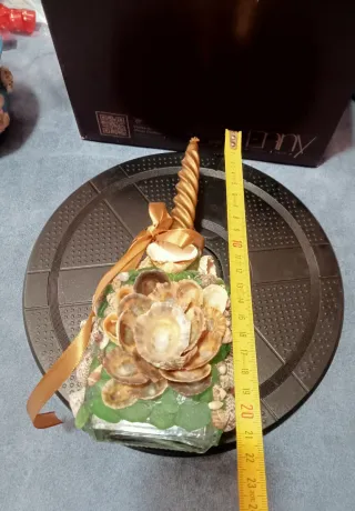 Portacandele artigianale con conchiglie