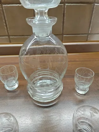 Bottiglietta cristallo decorata + 4 bicchierini