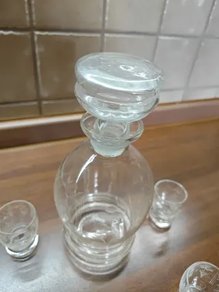 Bottiglietta cristallo decorata + 4 bicchierini