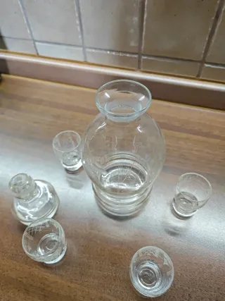 Bottiglietta cristallo decorata + 4 bicchierini