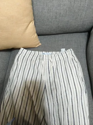 Pantalón Zara rayas beige/negro Talla S