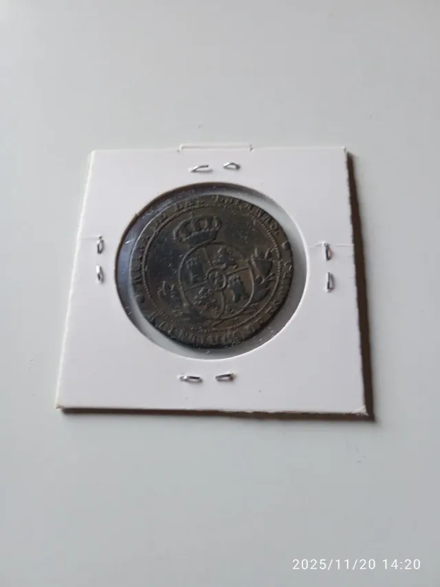 Isabel II 5 Céntimos de escudo 1867 Barcelona OM